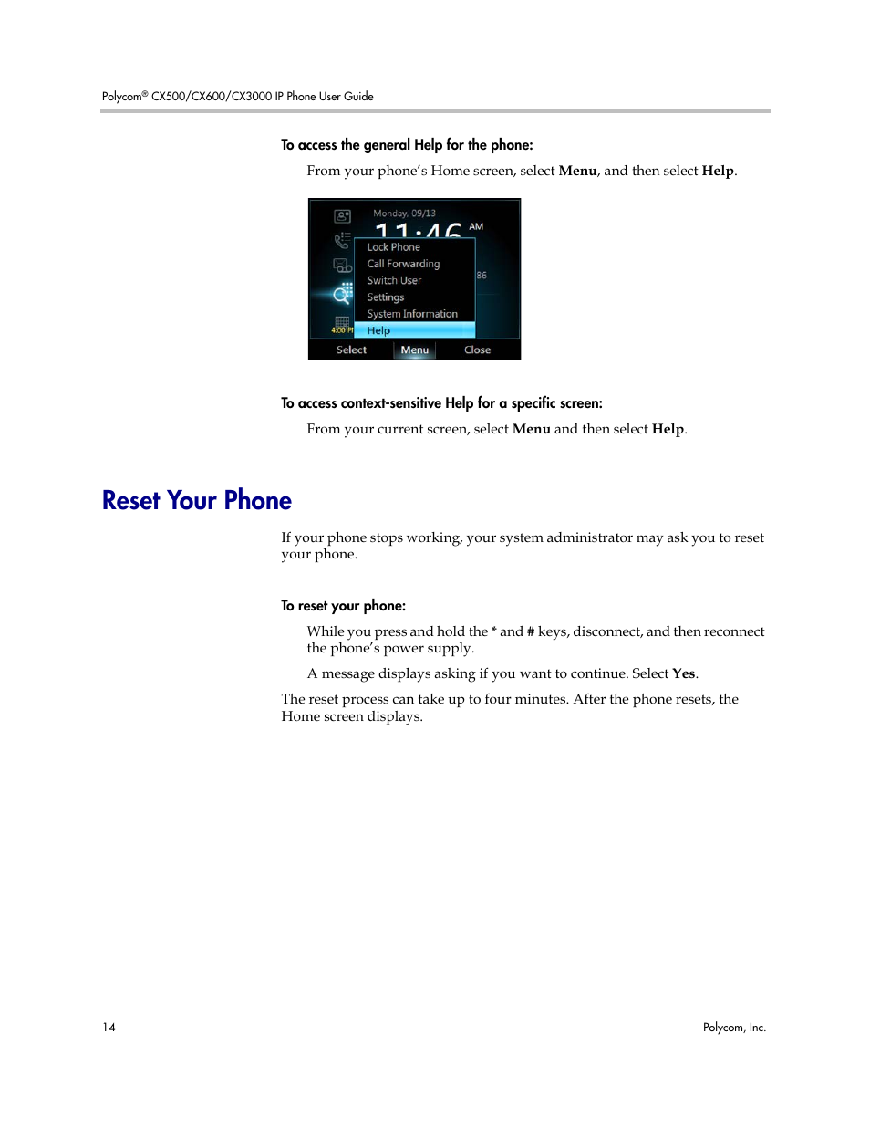 Reset your phone | Polycom 1725-44328-001 User Manual | Page 18 / 22