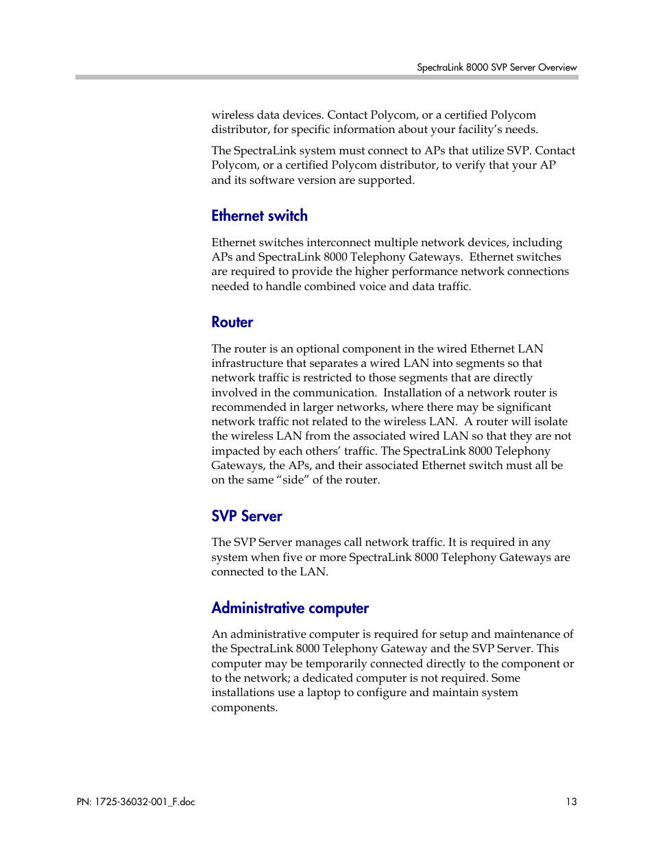 Ethernet switch, Router, Svp server | Administrative computer | Polycom SpectraLink 1725-36032-001 User Manual | Page 13 / 40