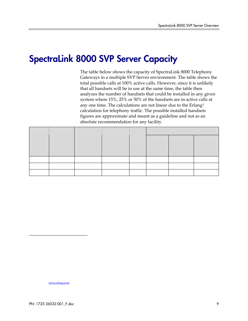 Spectralink 8000 svp server capacity | Polycom SpectraLink 1725-36032-001 User Manual | Page 9 / 40