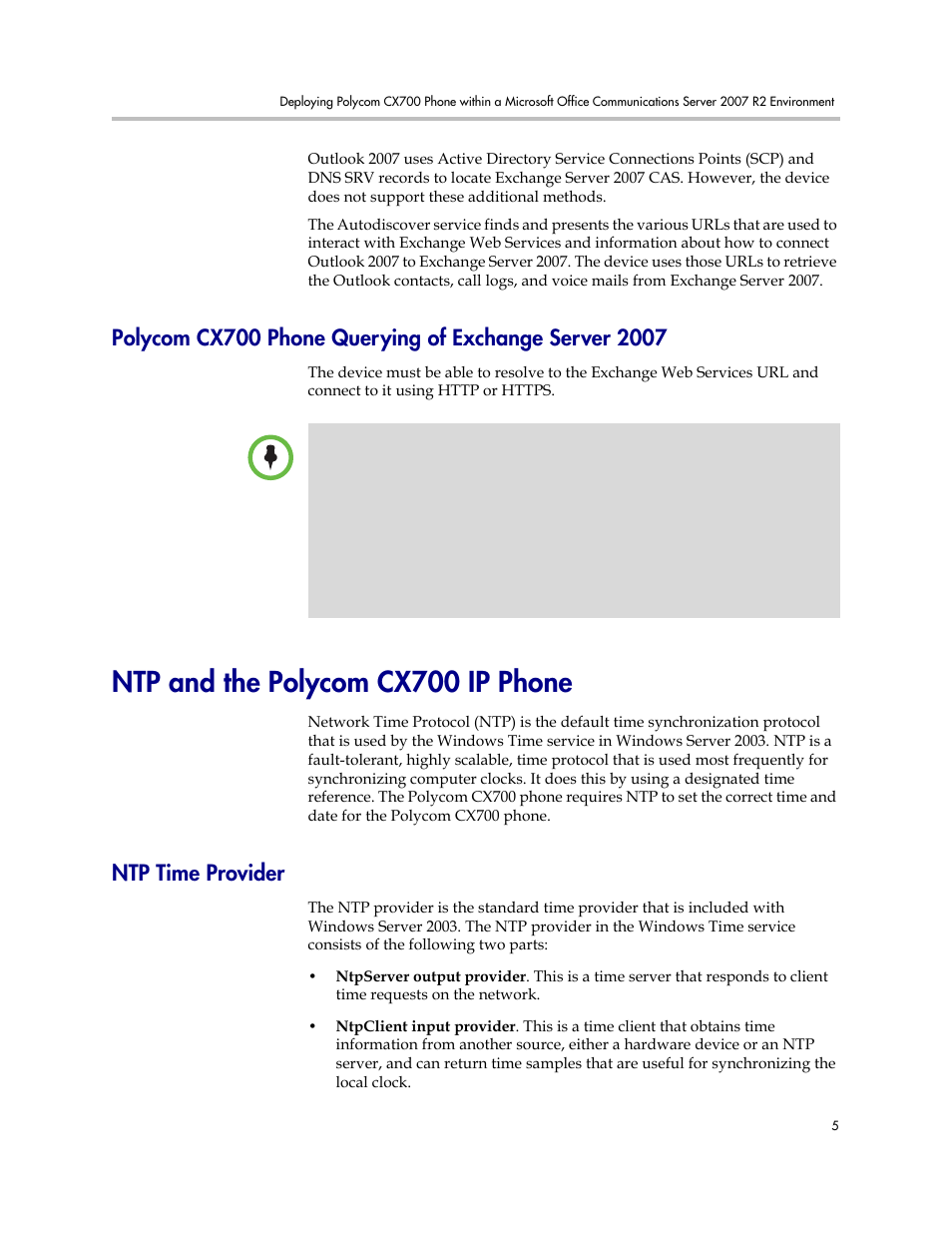 Ntp and the polycom cx700 ip phone, Ntp time provider | Polycom 1725-31424-001 User Manual | Page 11 / 56