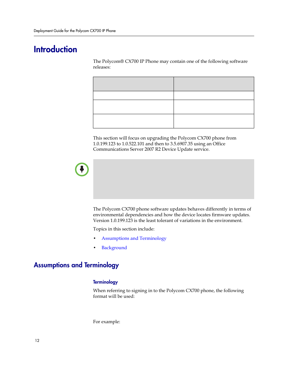 Introduction, Assumptions and terminology | Polycom 1725-31424-001 User Manual | Page 18 / 56