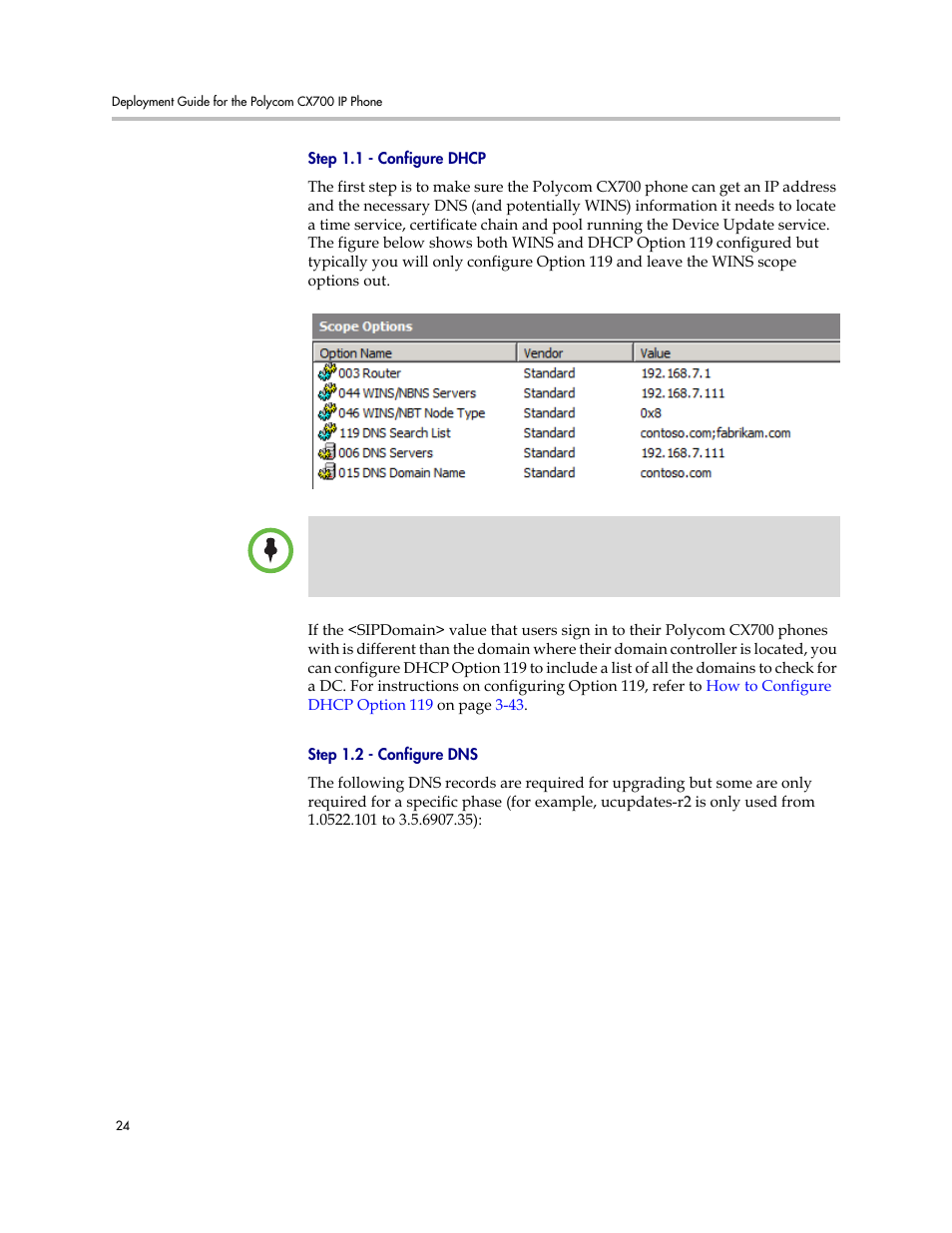 Step 1.2, Configure dns | Polycom 1725-31424-001 User Manual | Page 30 / 56