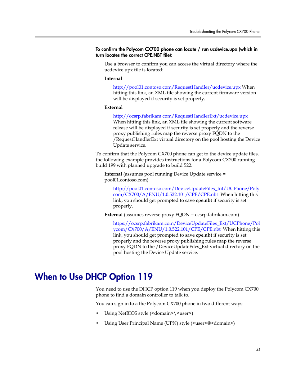 When to use dhcp option 119 | Polycom 1725-31424-001 User Manual | Page 47 / 56