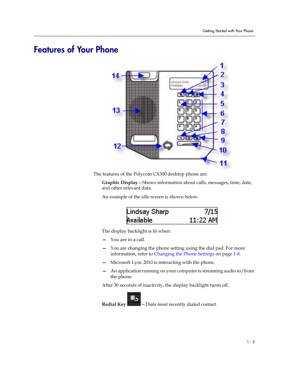 Features of your phone, Features of your phone –5 | Polycom 1725-32504-001 User Manual | Page 11 / 34