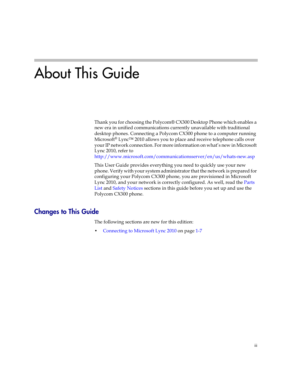 About this guide, Changes to this guide | Polycom 1725-32504-001 User Manual | Page 3 / 34