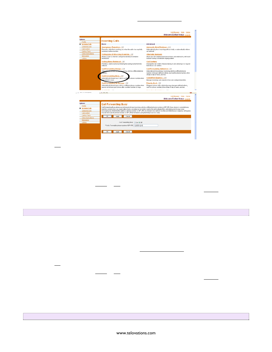 Orwarding, Nswer | Polycom Telovations 7941 User Manual | Page 22 / 26