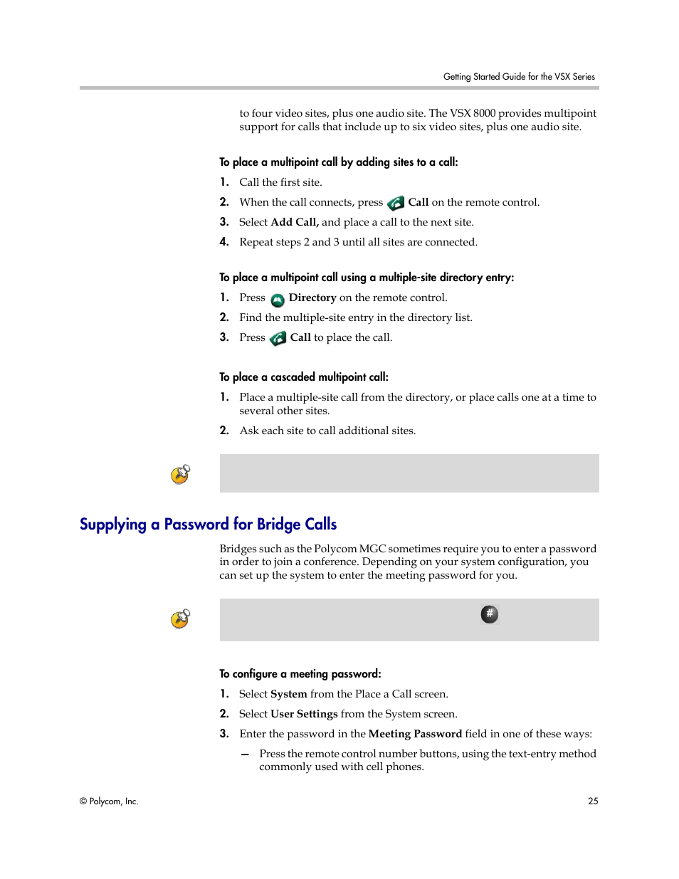 Supplying a password for bridge calls | Polycom 9.0.6 User Manual | Page 29 / 46