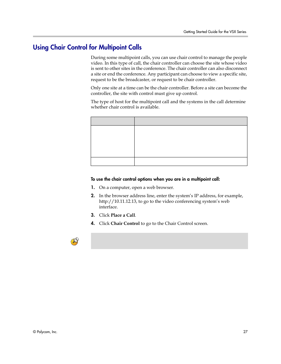 Using chair control for multipoint calls | Polycom 9.0.6 User Manual | Page 31 / 46