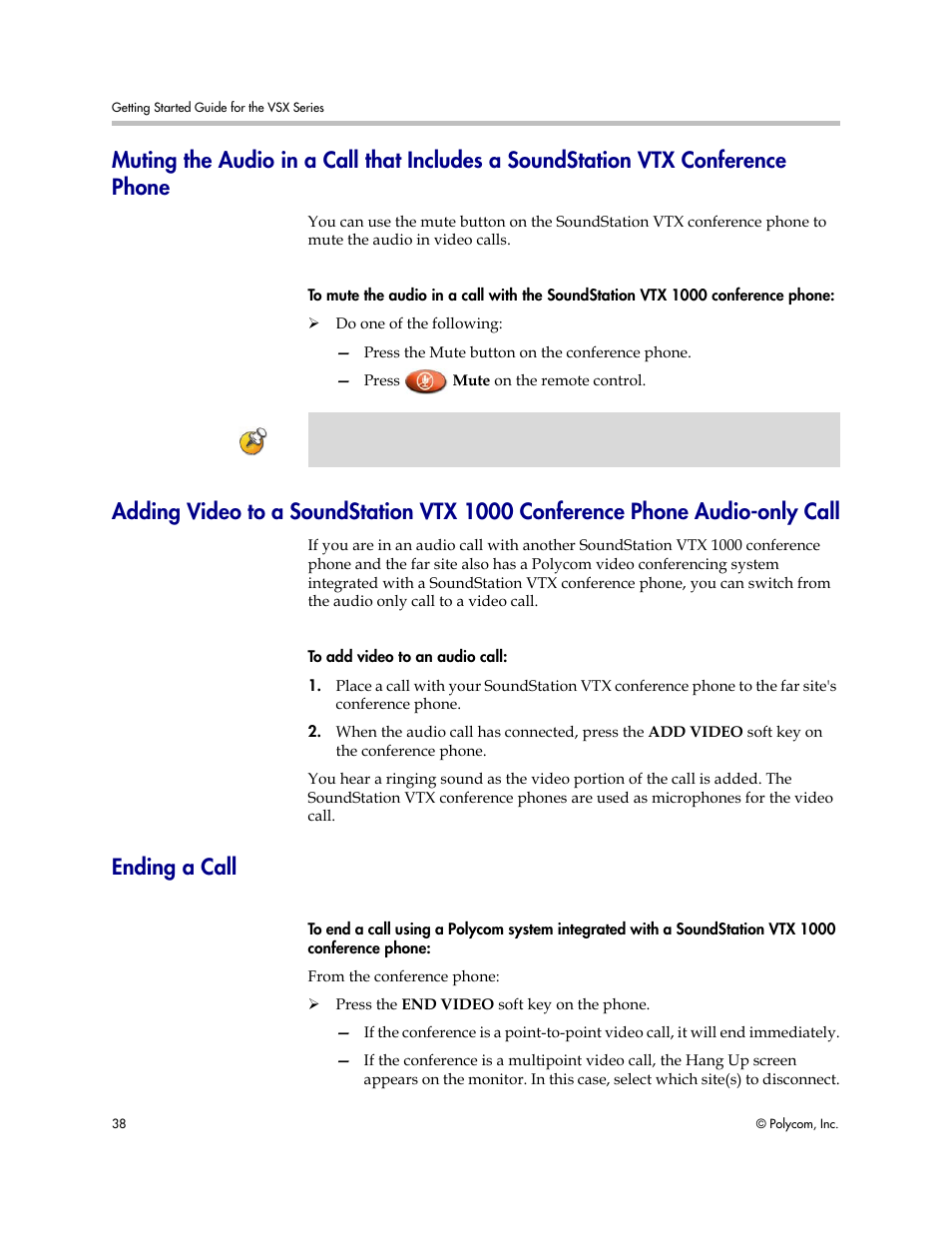 Ending a call | Polycom 9.0.6 User Manual | Page 42 / 46