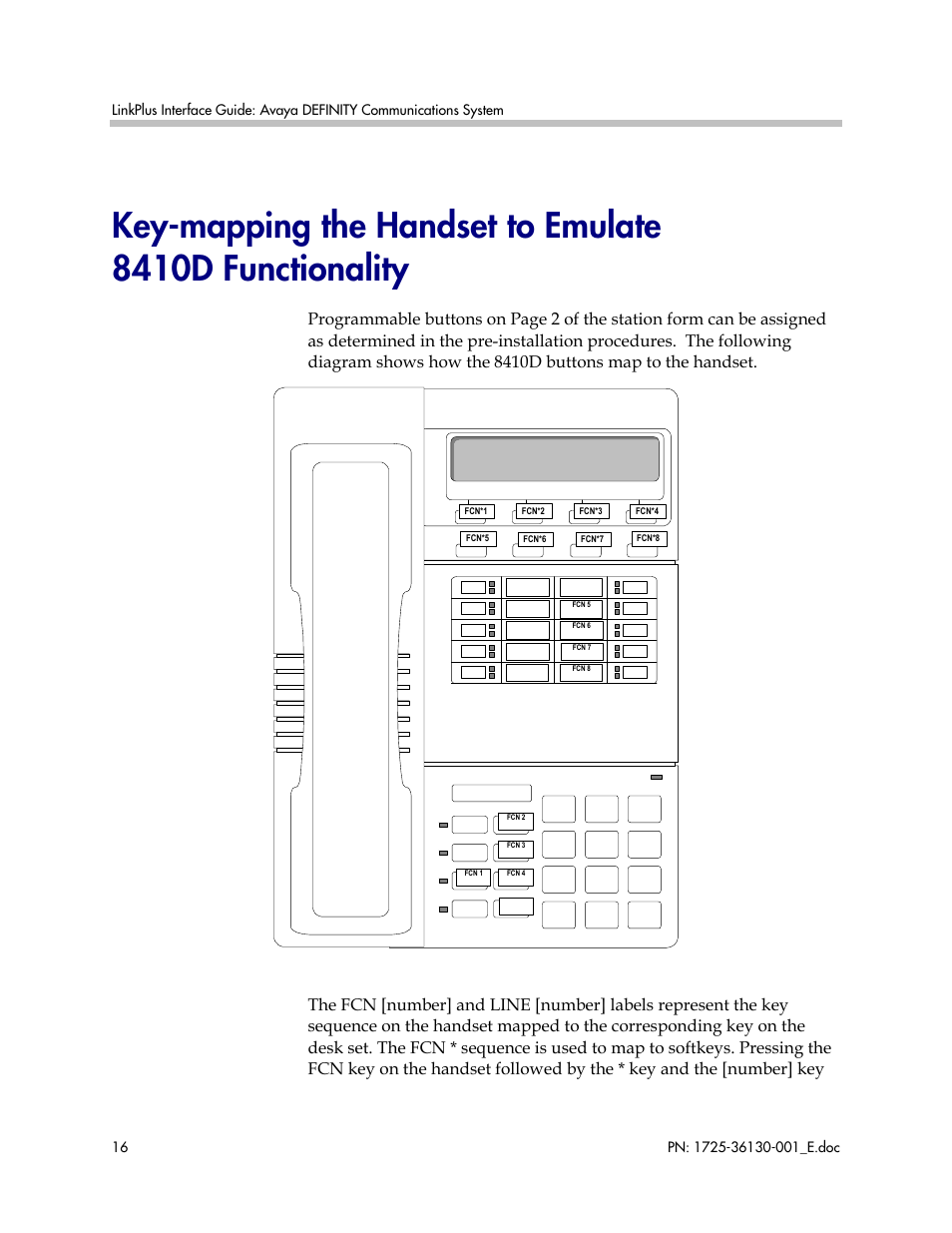 Definity 8410d key-mapping | Polycom AVAYA DEFINITY LINKPLUS SPECTRALINK 6000 User Manual | Page 16 / 21