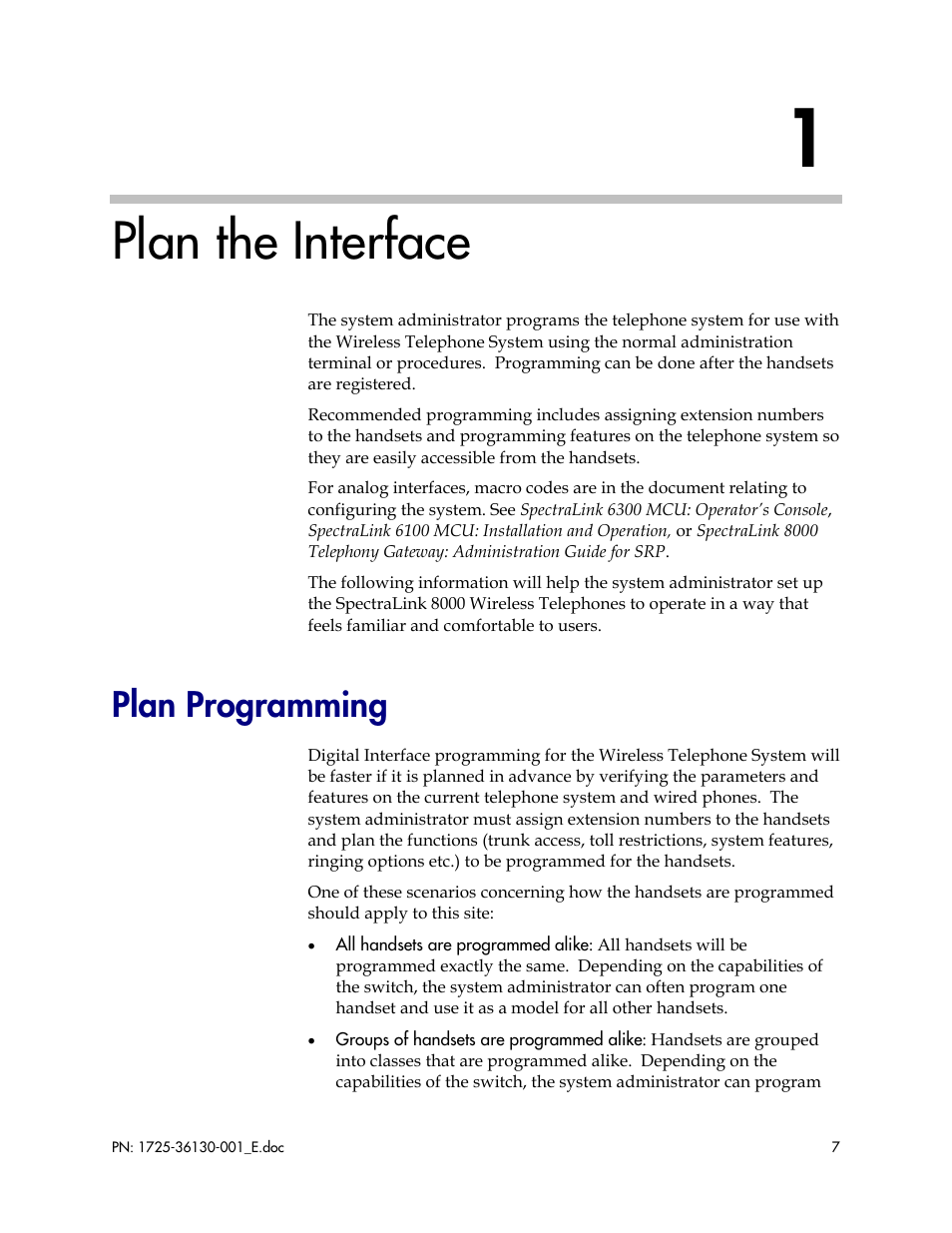 Plan the interface, Plan programming | Polycom AVAYA DEFINITY LINKPLUS SPECTRALINK 6000 User Manual | Page 7 / 21