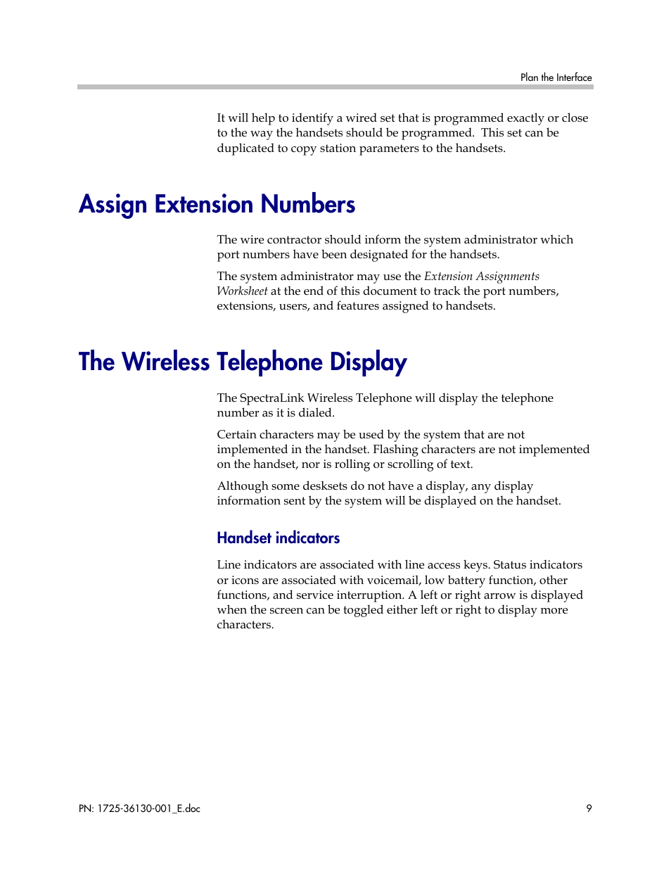 Assign extension numbers, The wireless telephone display | Polycom AVAYA DEFINITY LINKPLUS SPECTRALINK 6000 User Manual | Page 9 / 21