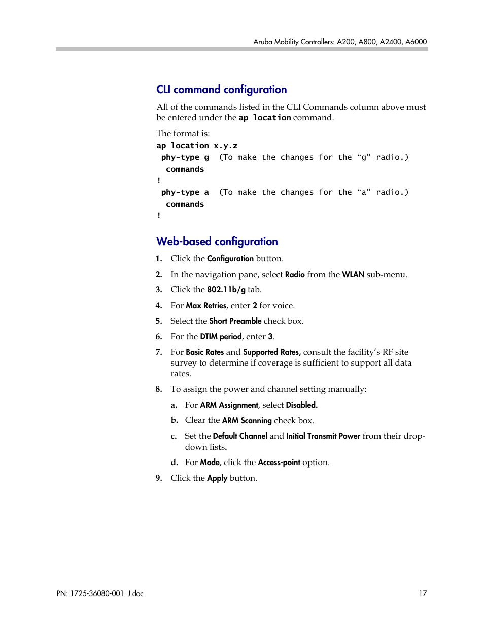 Cli command configuration, Web-based configuration | Polycom A800 User Manual | Page 17 / 30