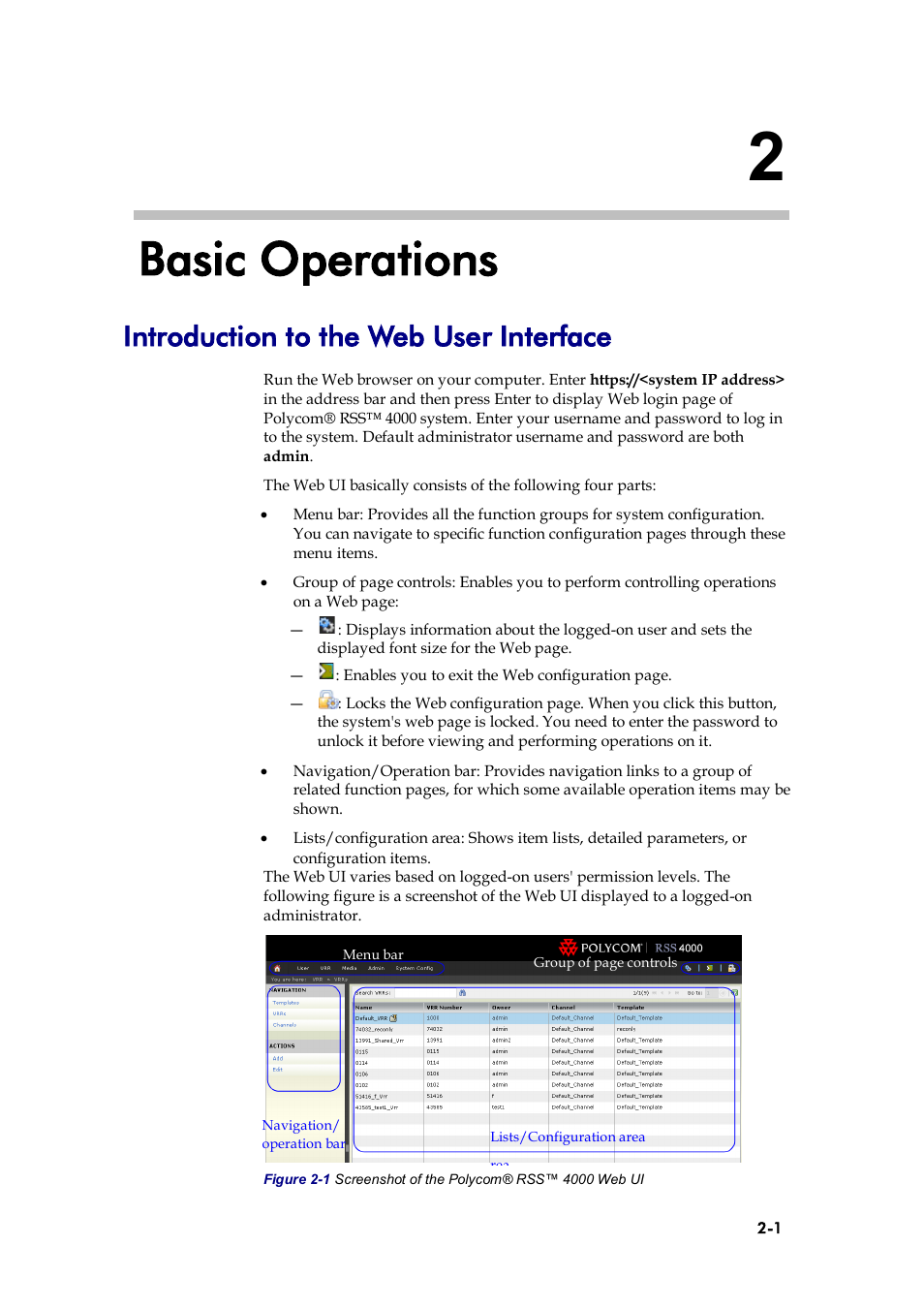 Basic operations, Introduction to the web user interface | Polycom 3725-32870-002 User Manual | Page 17 / 78