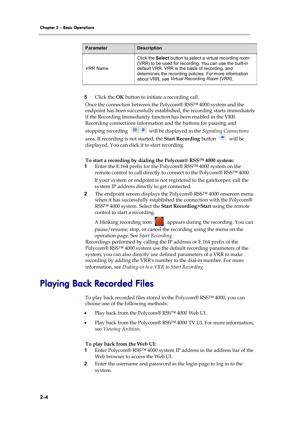 Playing back recorded files | Polycom 3725-32870-002 User Manual | Page 20 / 78