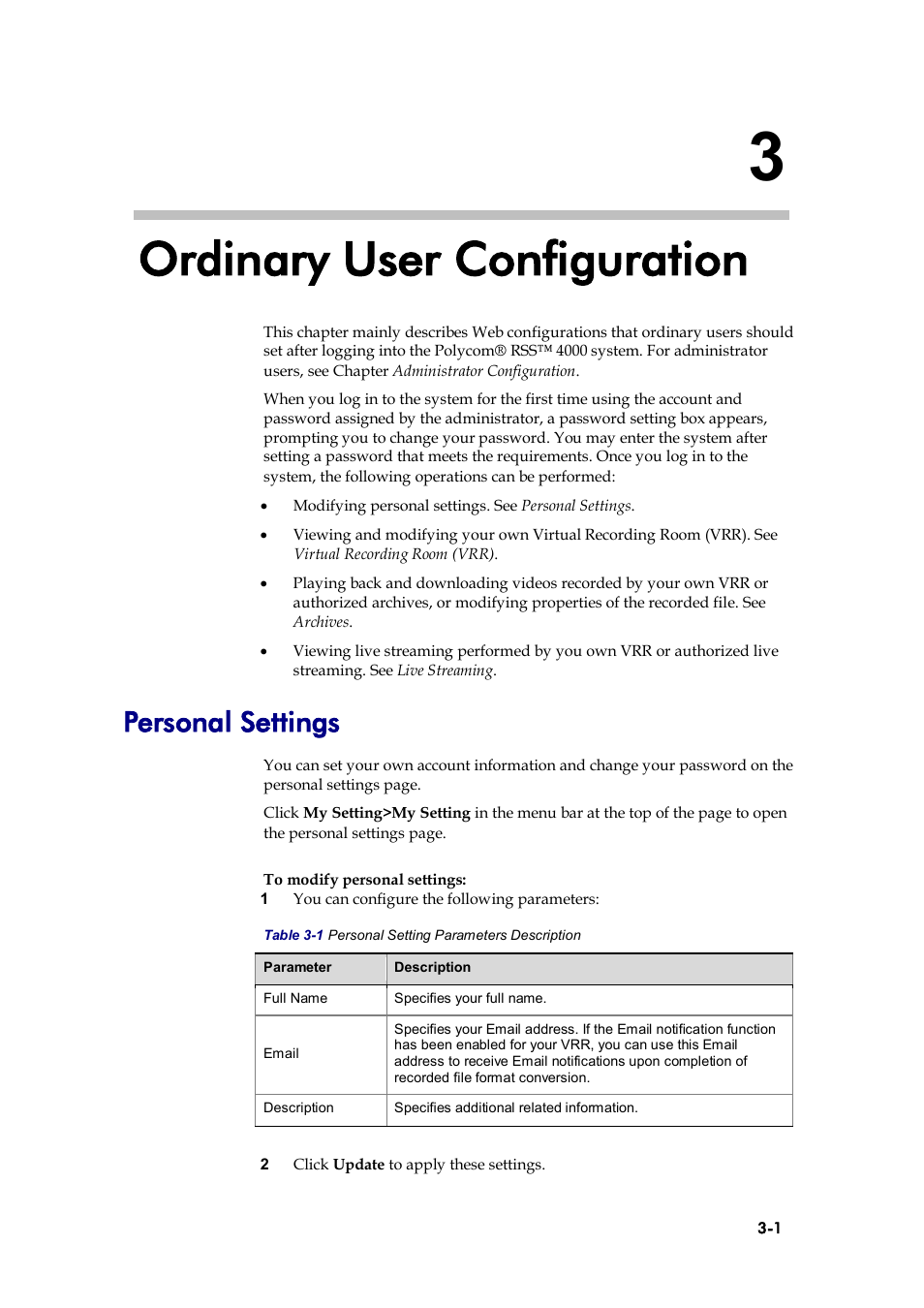 Ordinary user configuration, Personal settings | Polycom 3725-32870-002 User Manual | Page 23 / 78