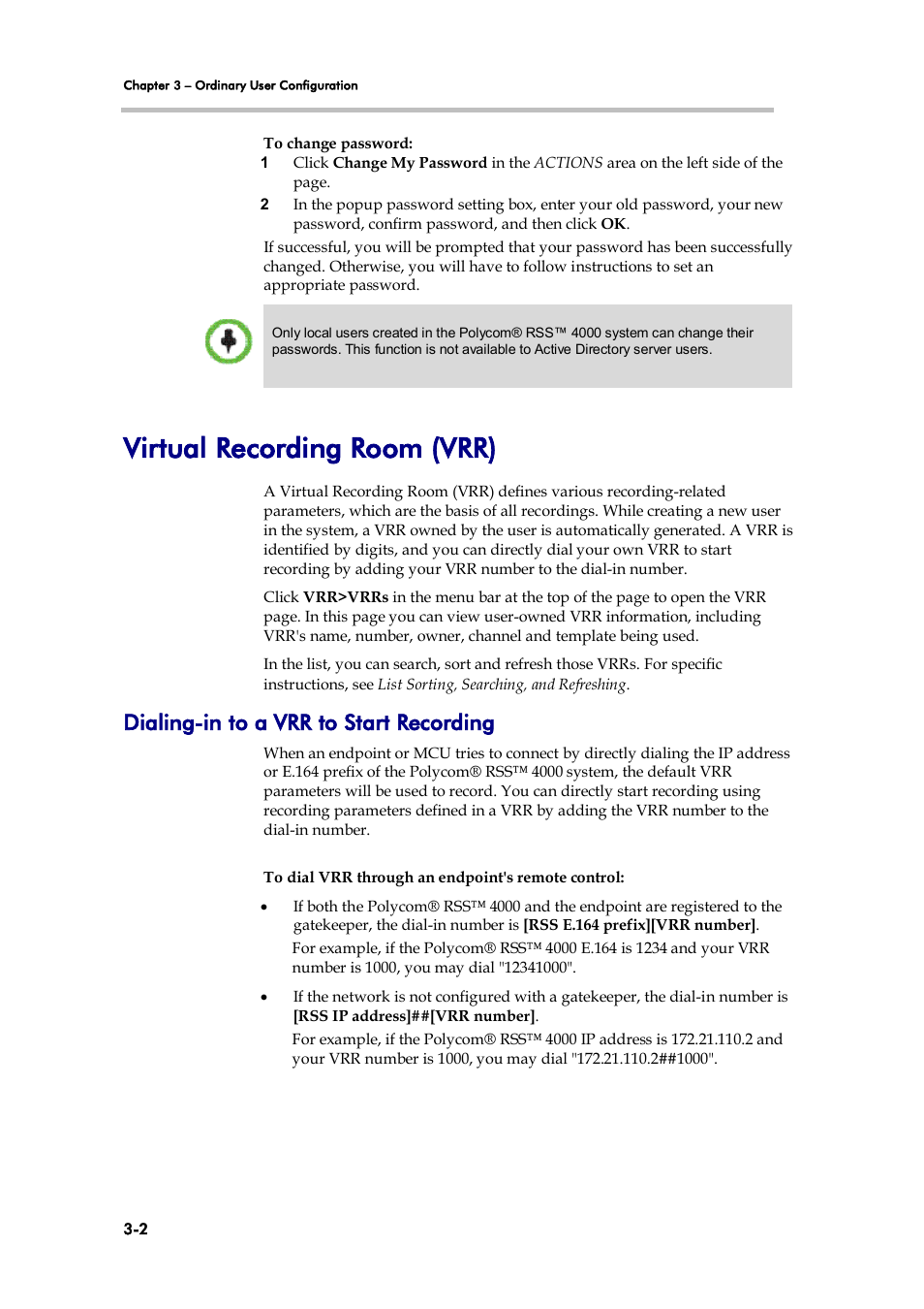 Virtual recording room (vrr), Dialing-in to a vrr to start recording, E virtual recording room (vrr) | Polycom 3725-32870-002 User Manual | Page 24 / 78