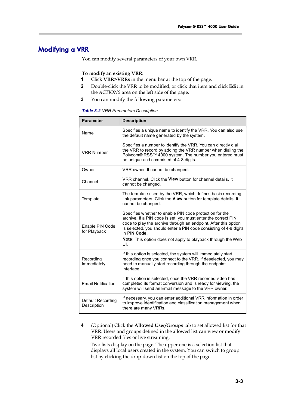 Modifying a vrr | Polycom 3725-32870-002 User Manual | Page 25 / 78