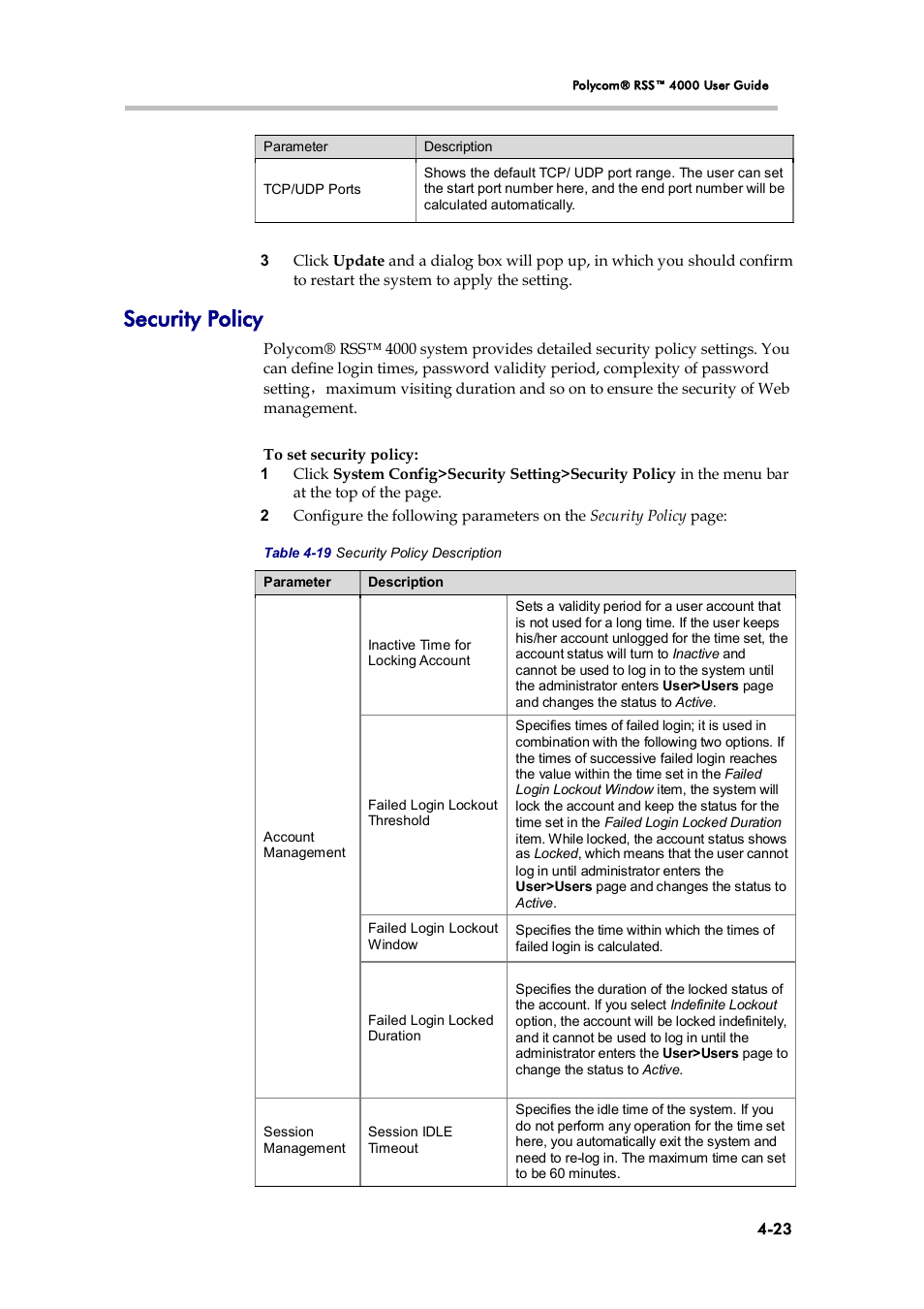 Security policy, Ee security policy | Polycom 3725-32870-002 User Manual | Page 53 / 78