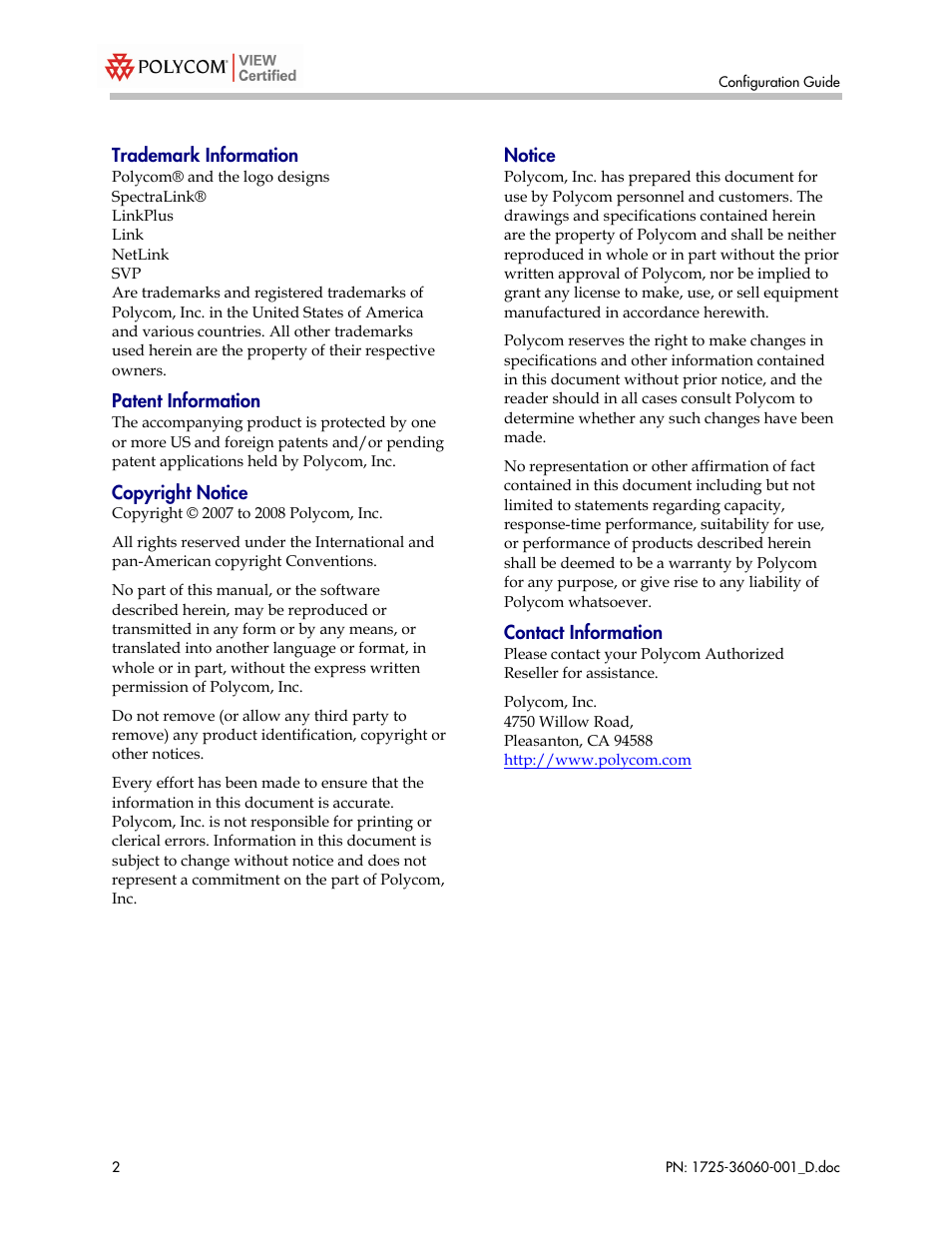 Polycom TRAPEZE NETWORKS 1725-36060-001 User Manual | Page 2 / 16
