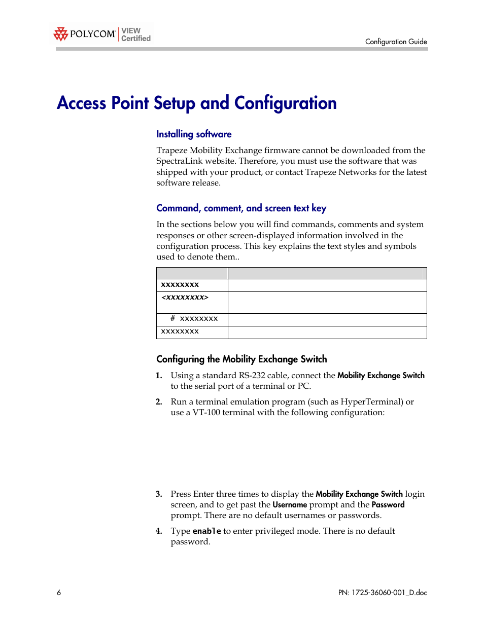 Access point setup and configuration | Polycom TRAPEZE NETWORKS 1725-36060-001 User Manual | Page 6 / 16