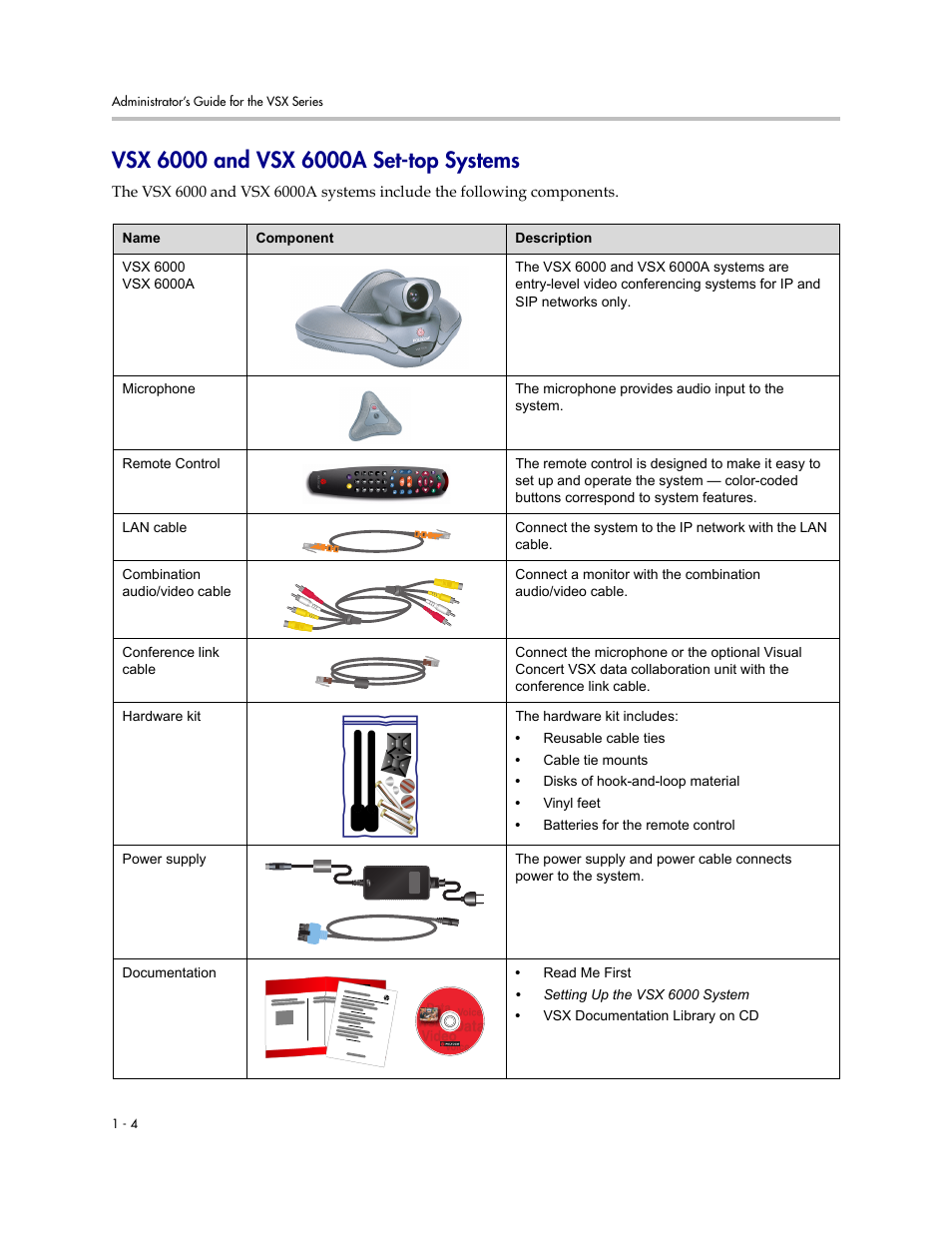 Vsx 6000 and vsx 6000a set-top systems, Vsx 6000 and vsx 6000a set-top systems -4 | Polycom VSX Series User Manual | Page 14 / 248