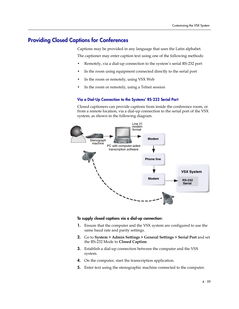 Providing closed captions for conferences, Providing closed captions for conferences -59 | Polycom VSX Series User Manual | Page 149 / 248