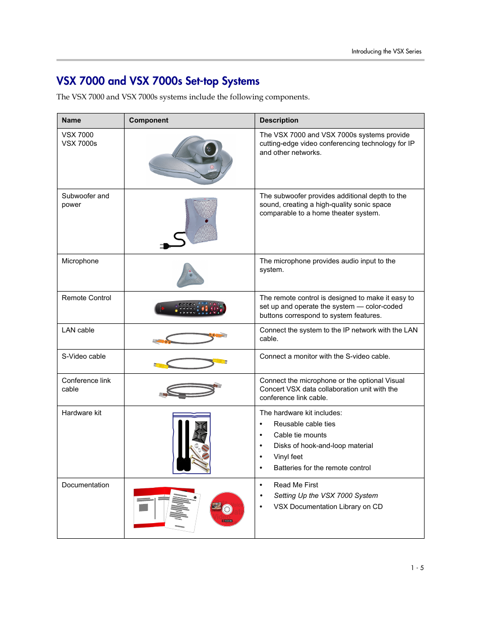 Vsx 7000 and vsx 7000s set-top systems, Vsx 7000 and vsx 7000s set-top systems -5 | Polycom VSX Series User Manual | Page 15 / 248