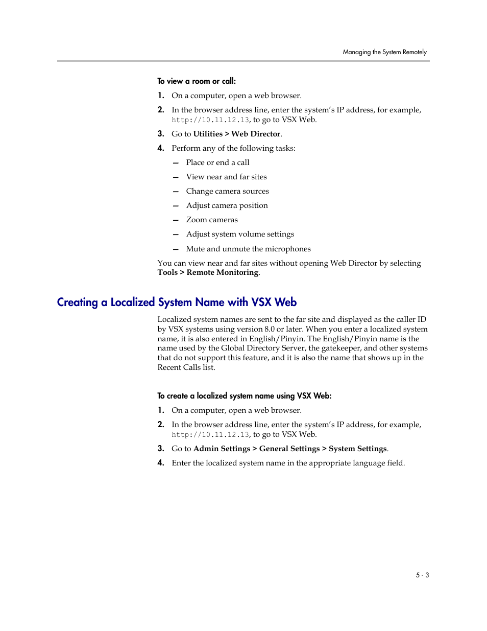 Creating a localized system name with vsx web, Creating a localized system name with vsx web -3 | Polycom VSX Series User Manual | Page 155 / 248