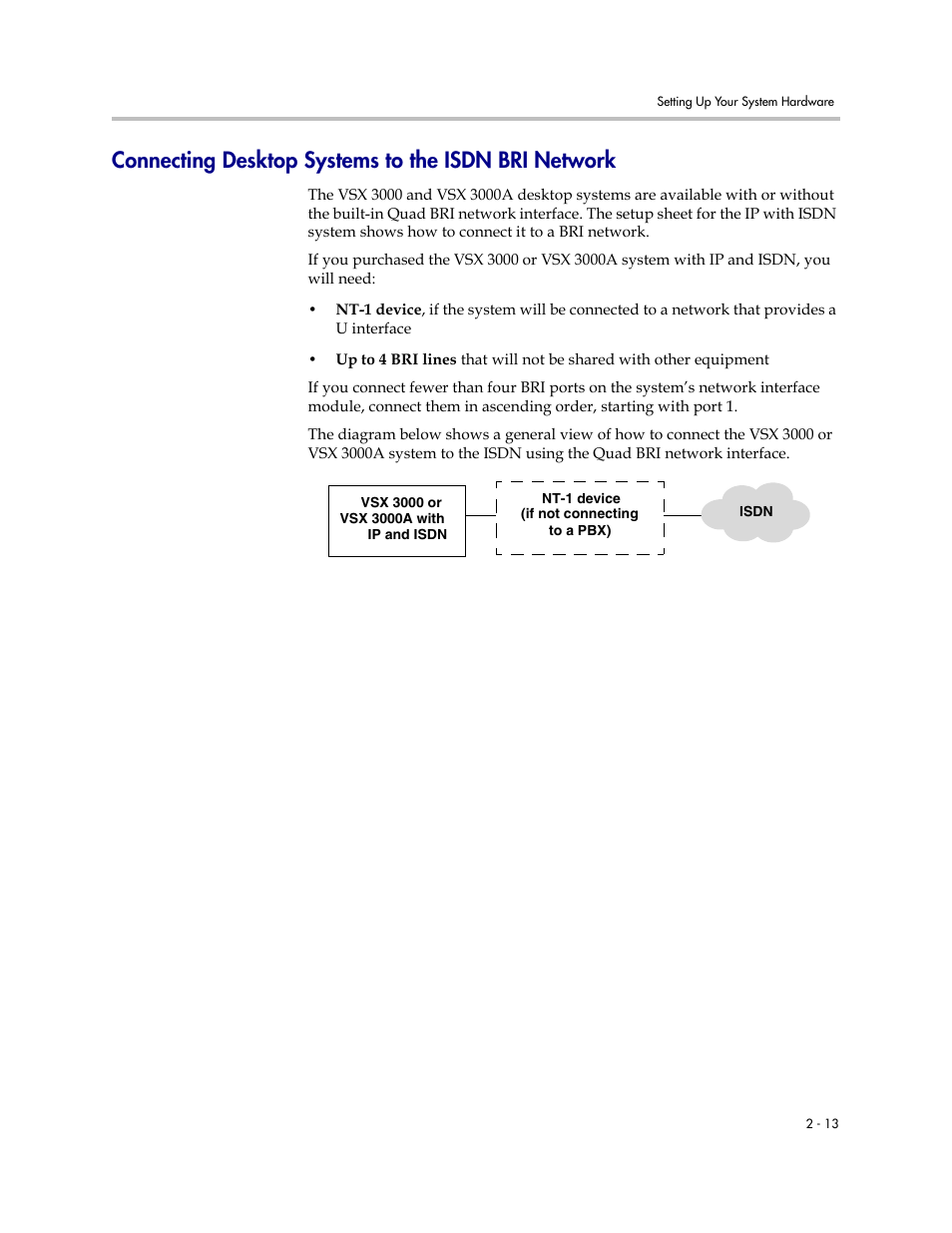 Connecting desktop systems to the isdn bri network | Polycom VSX Series User Manual | Page 35 / 248