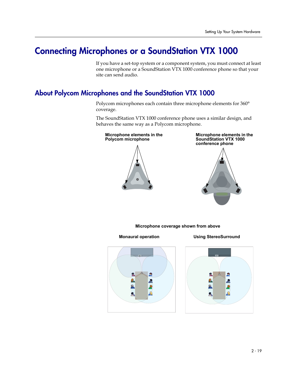 Connecting microphones or a soundstation vtx 1000 | Polycom VSX Series User Manual | Page 41 / 248