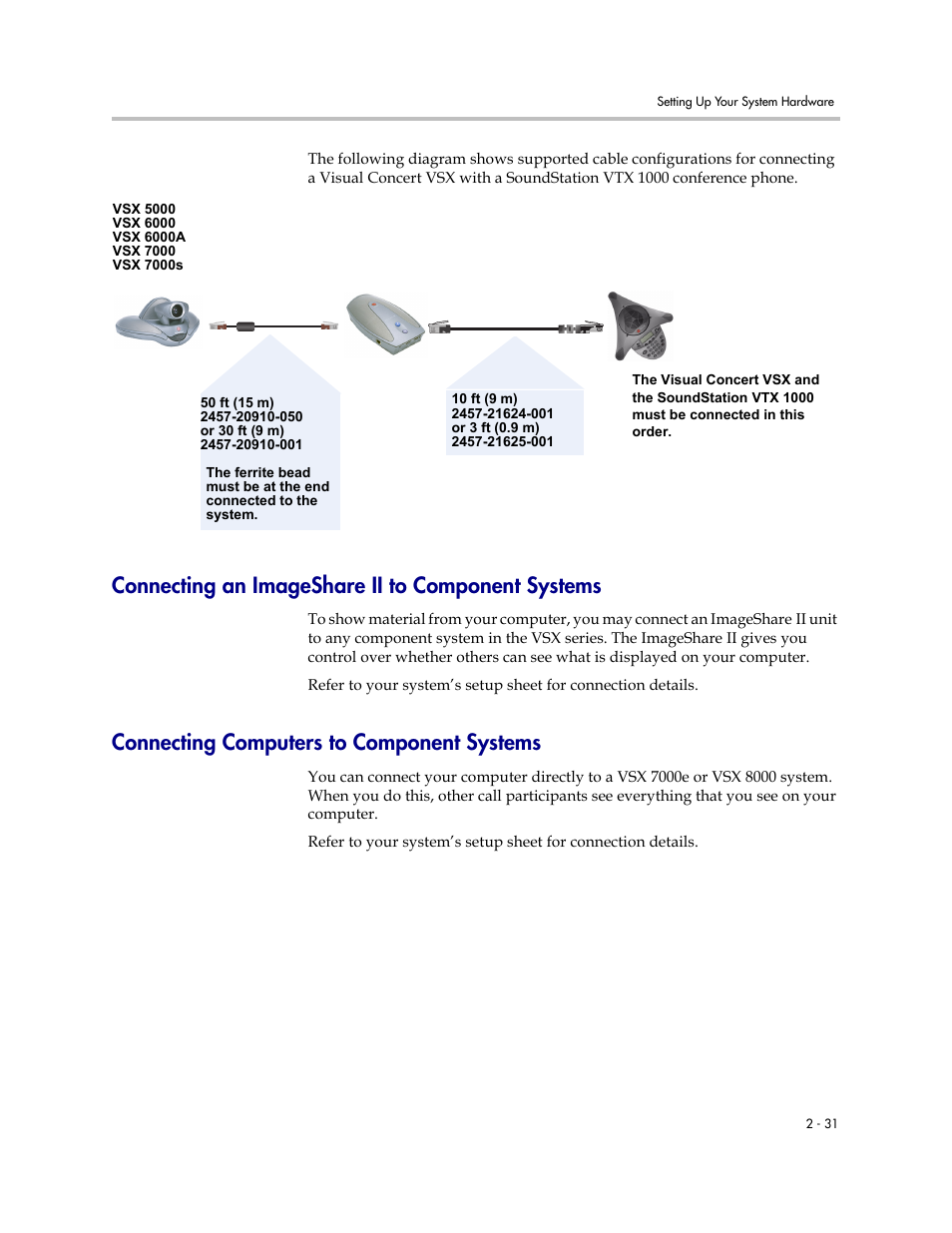 Connecting an imageshare ii to component systems, Connecting computers to component systems | Polycom VSX Series User Manual | Page 53 / 248