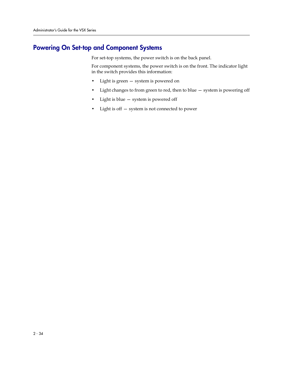 Powering on set-top and component systems, Powering on set-top and component systems -34 | Polycom VSX Series User Manual | Page 56 / 248