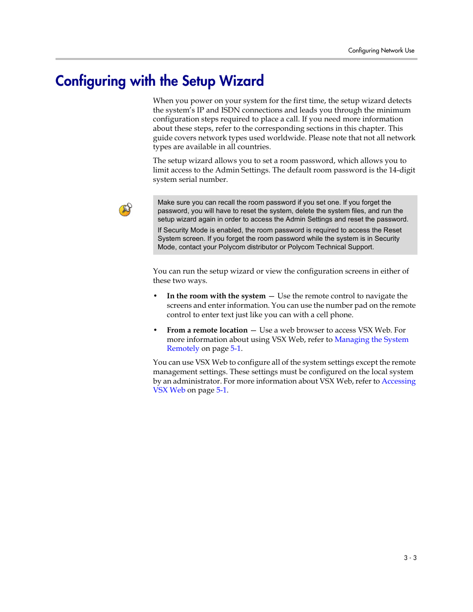 Configuring with the setup wizard, Configuring with the setup wizard -3 | Polycom VSX Series User Manual | Page 59 / 248