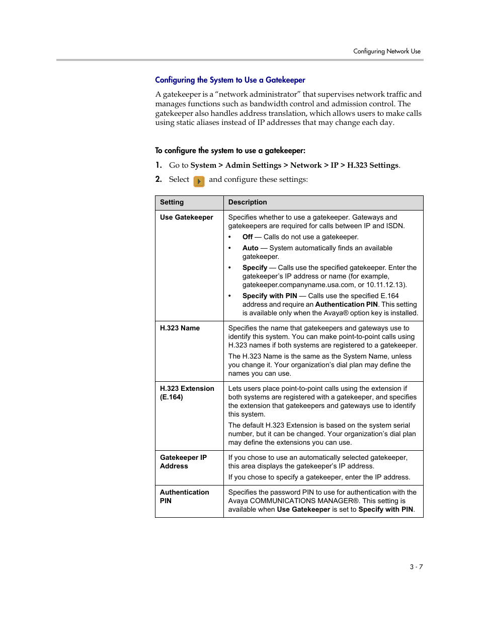 Configuring the system to use a gatekeeper, Configuring the system to use a gatekeeper -7 | Polycom VSX Series User Manual | Page 63 / 248