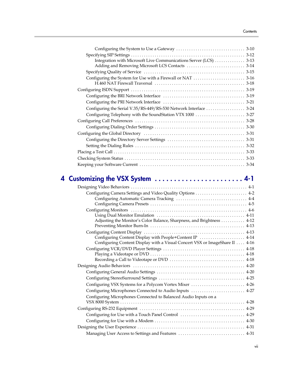 4 customizing the vsx system -1 | Polycom VSX Series User Manual | Page 7 / 248