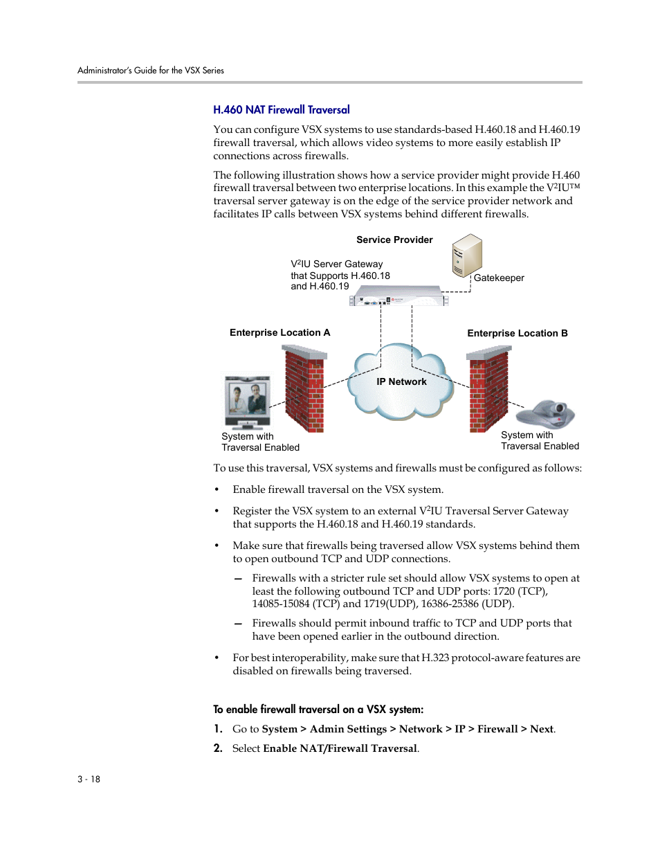 H.460 nat firewall traversal, H.460 nat firewall traversal -18, More information, refer to | Polycom VSX Series User Manual | Page 74 / 248