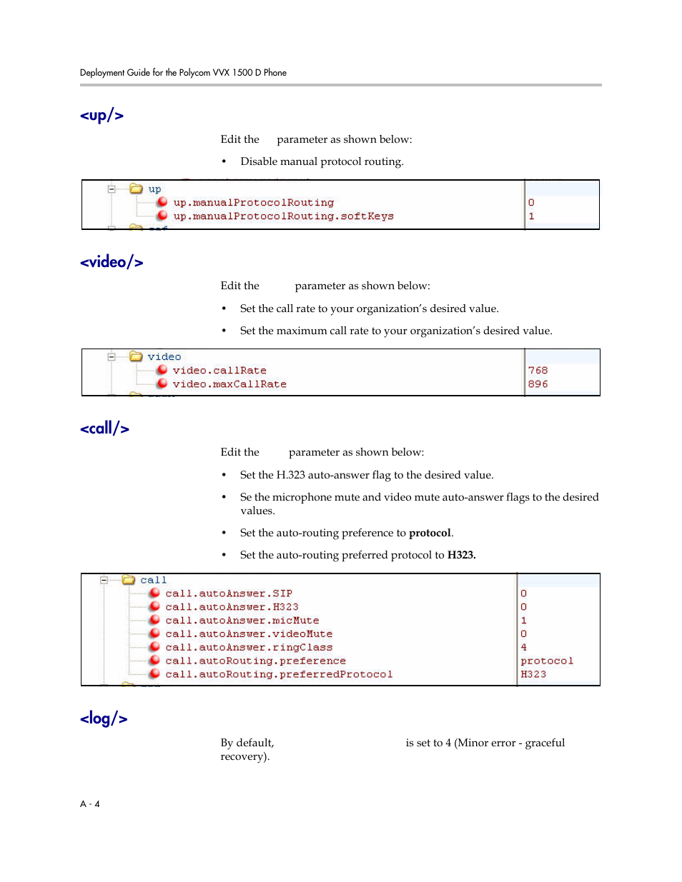 Video, Call, Specify call routing parameters | Specify the video, Specify call routin, Specify basic lo | Polycom VVX 1500 D User Manual | Page 40 / 44