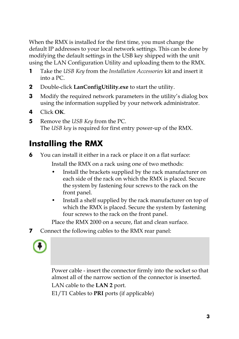 4 click ok, Installing the rmx | Polycom RMX DOC2551A User Manual | Page 3 / 20