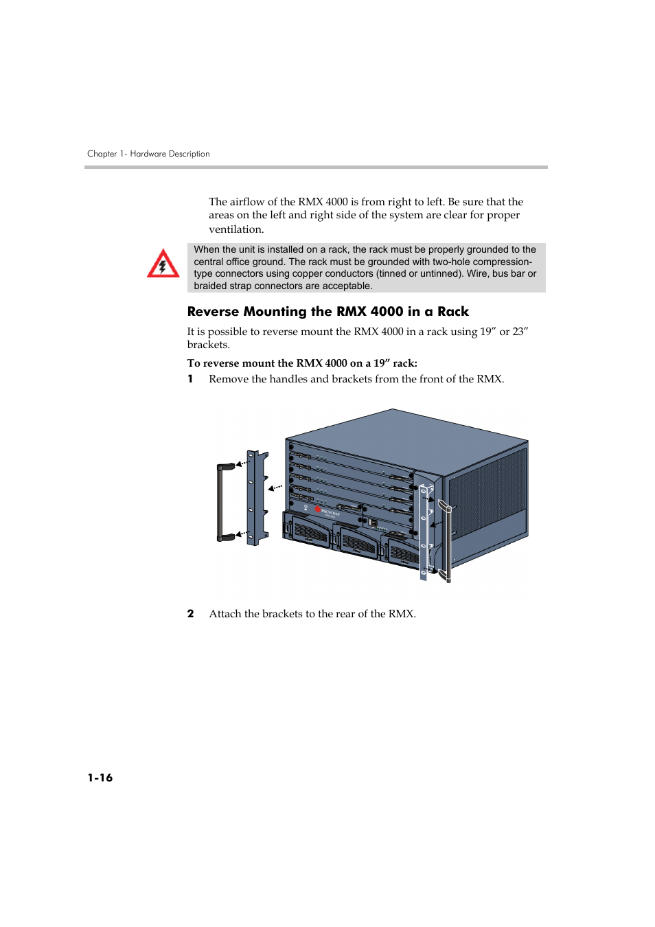 Reverse mounting the rmx 4000 in a rack, Reverse mounting the rmx 4000 in a rack -16 | Polycom DOC2559B User Manual | Page 22 / 65