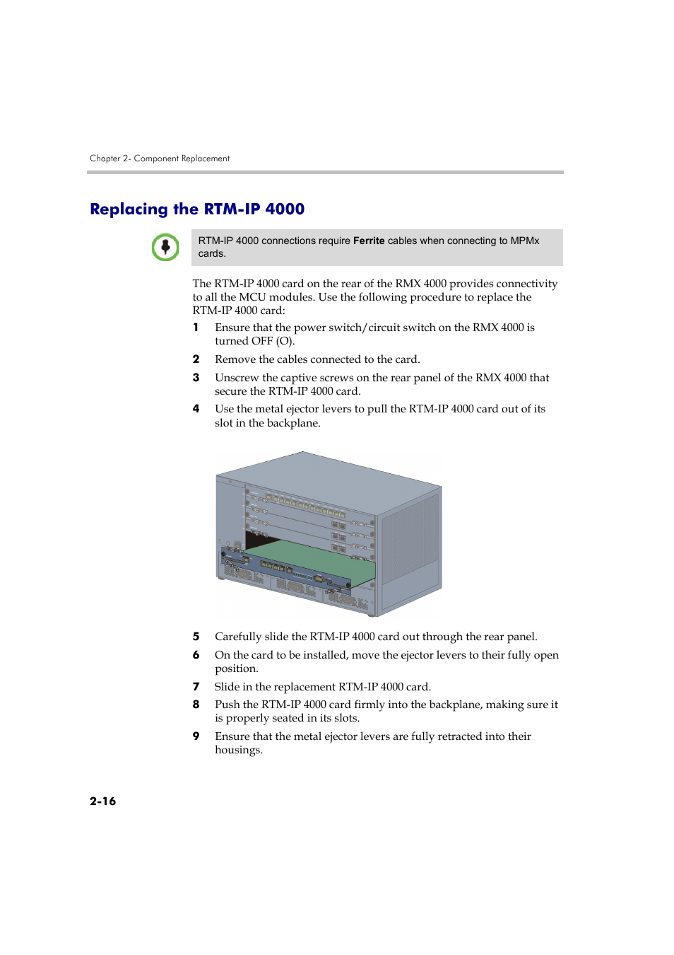 Replacing the rtm-ip 4000, Replacing the rtm-ip 4000 -16 | Polycom DOC2559B User Manual | Page 62 / 65
