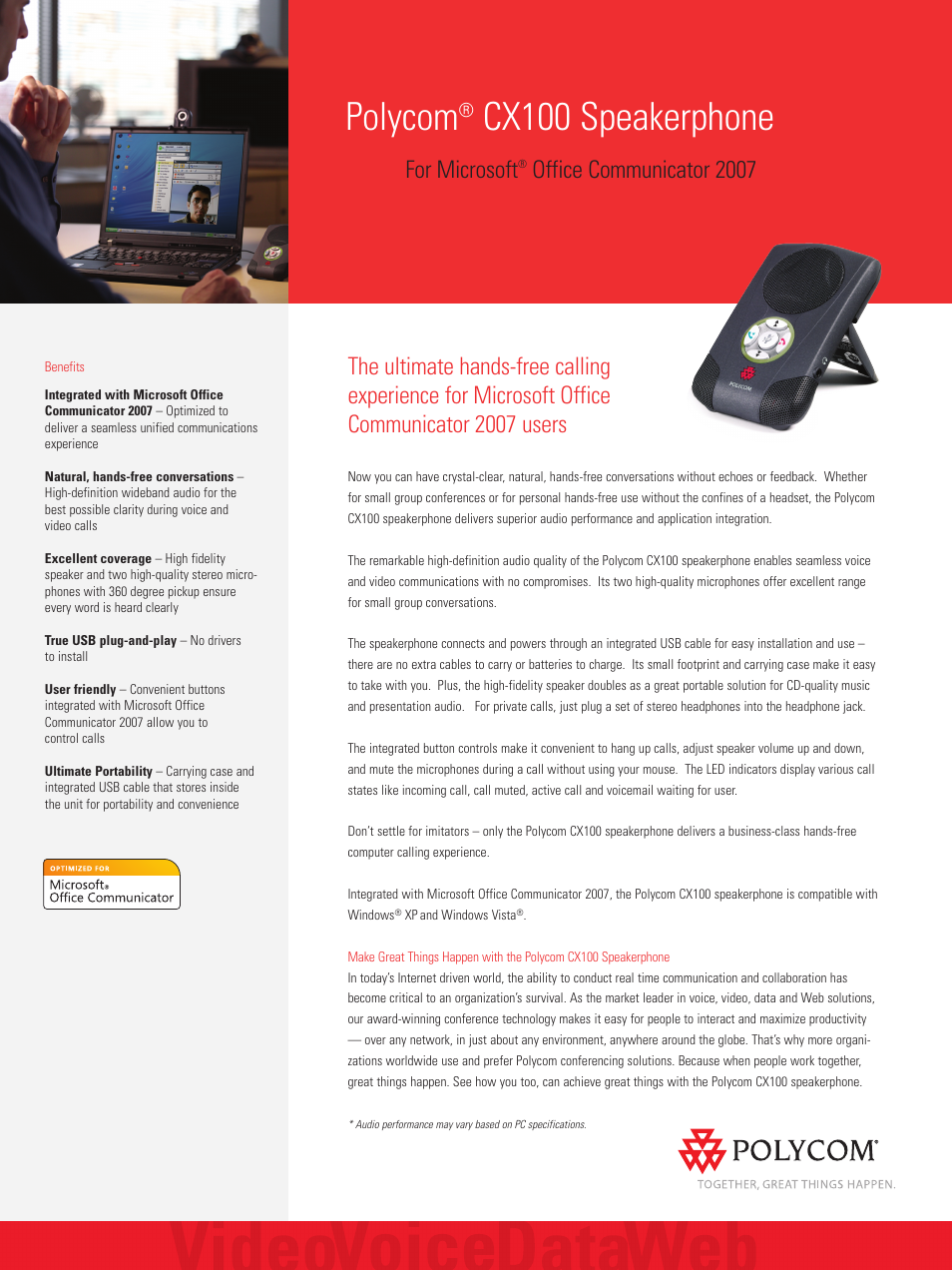 Polycom CX100MS User Manual | 2 pages