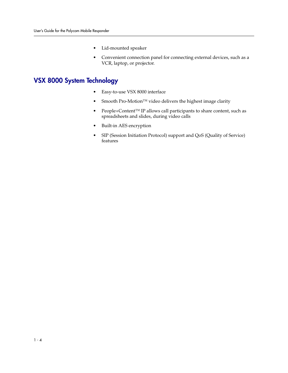 Vsx 8000 system technology, Vsx 8000 system technology -4 | Polycom MOBILE RESPONDER 3725-23487-003/A User Manual | Page 10 / 39