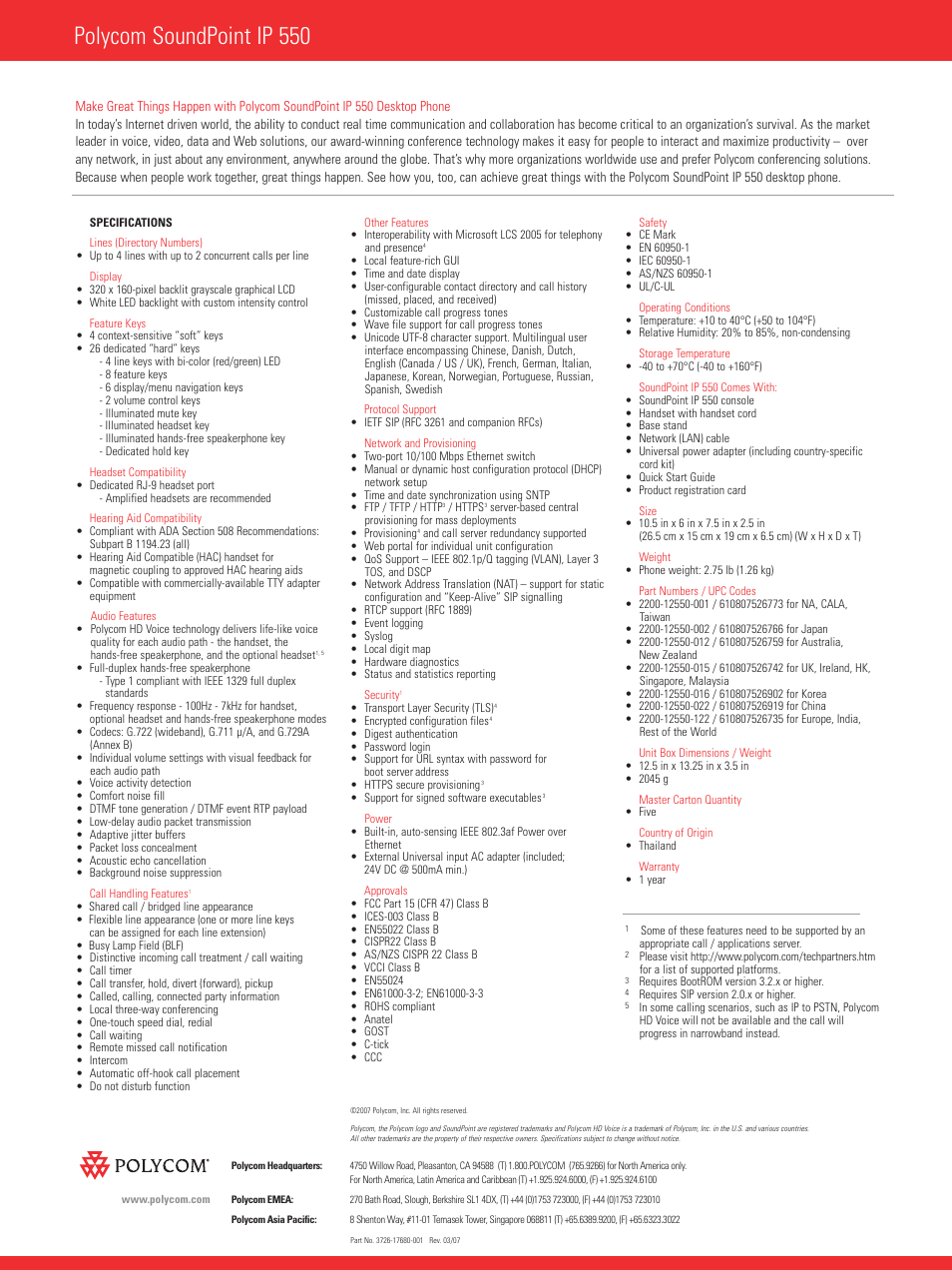 Polycom soundpoint ip 550 | Polycom SoundPoint 3726-17680-001 User Manual | Page 2 / 2