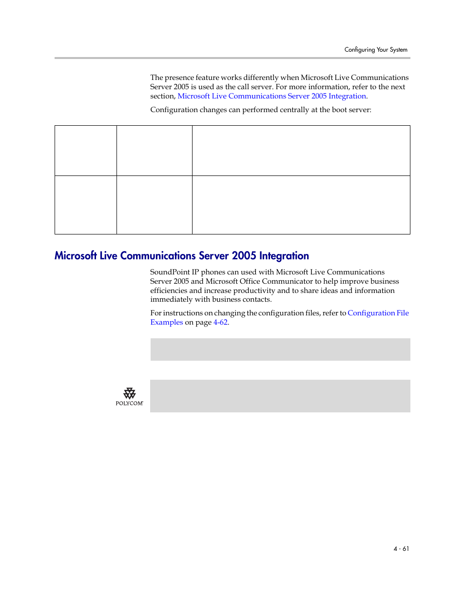 Microsoft live communications server 2005, Integration, Microsoft | Live communications server 2005 integration | Polycom SoundPoint IP 601 User Manual | Page 115 / 373