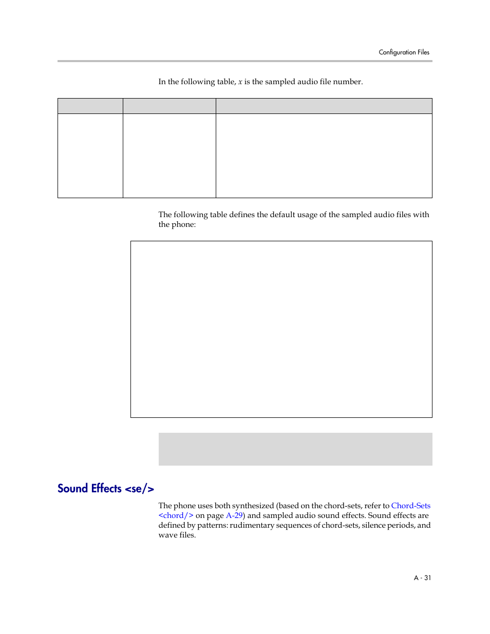 Sound effects <se, A-31 | Polycom SoundPoint IP 601 User Manual | Page 185 / 373