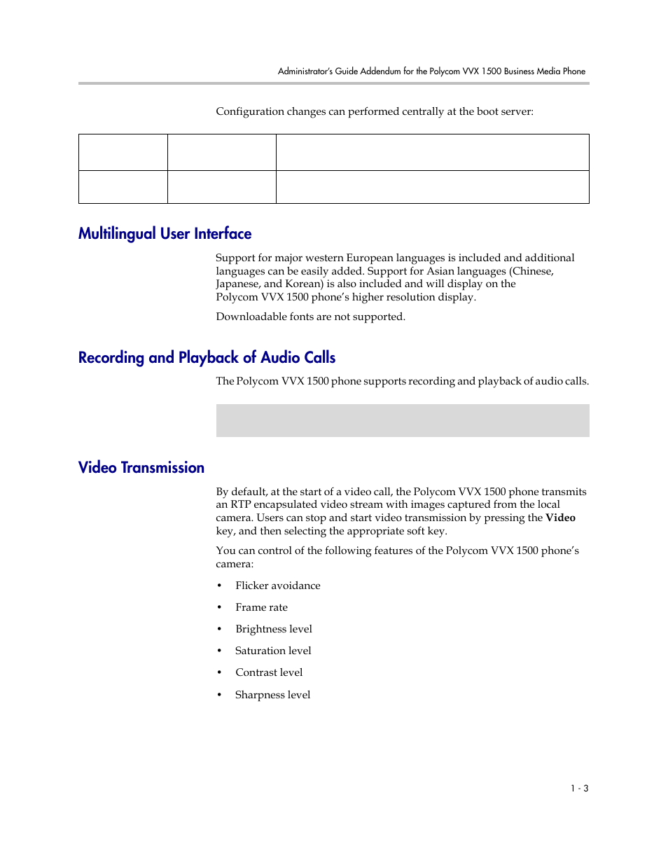 Multilingual user interface, Recording and playback of audio calls, Video transmission | Polycom SoundPoint IP 601 User Manual | Page 350 / 373