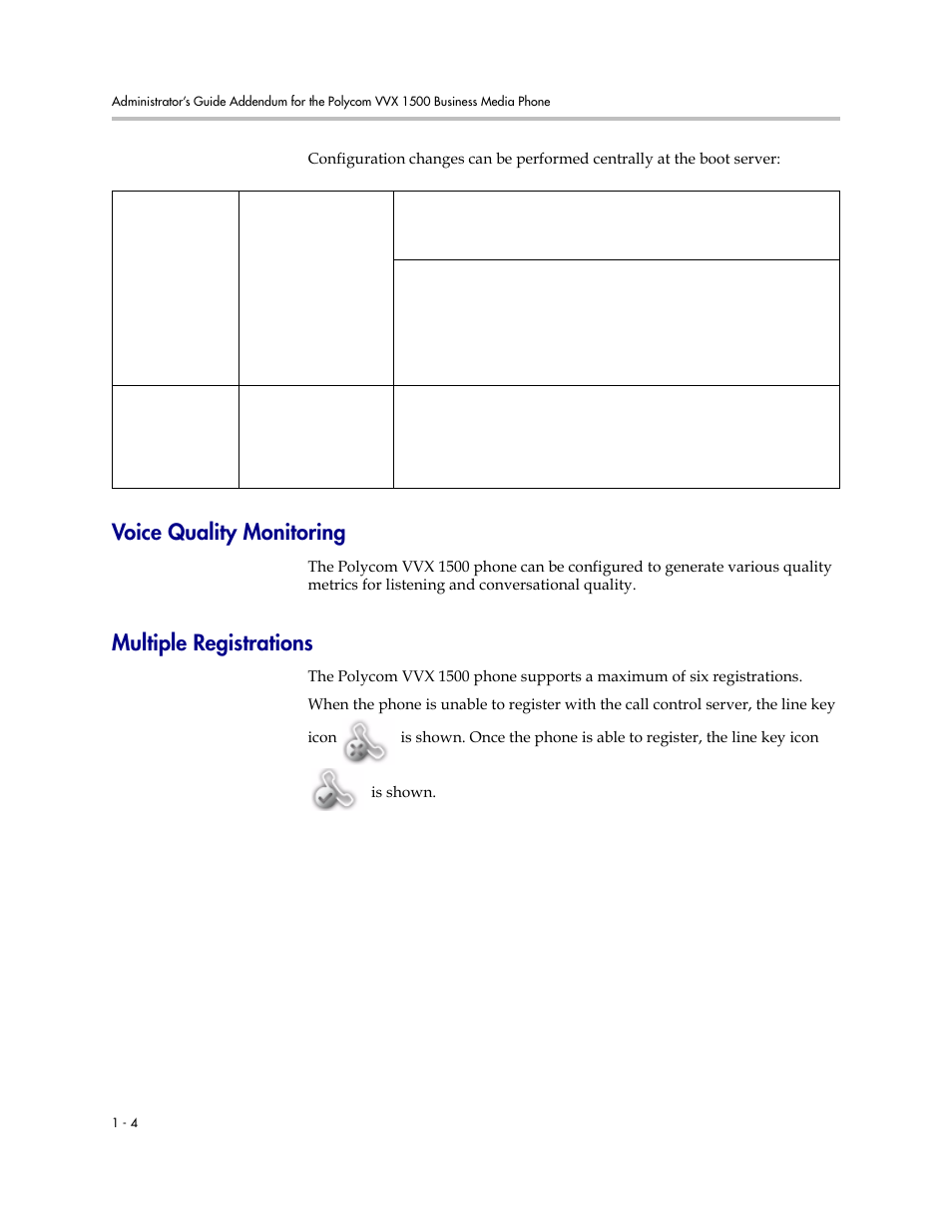 Voice quality monitoring, Multiple registrations | Polycom SoundPoint IP 601 User Manual | Page 351 / 373