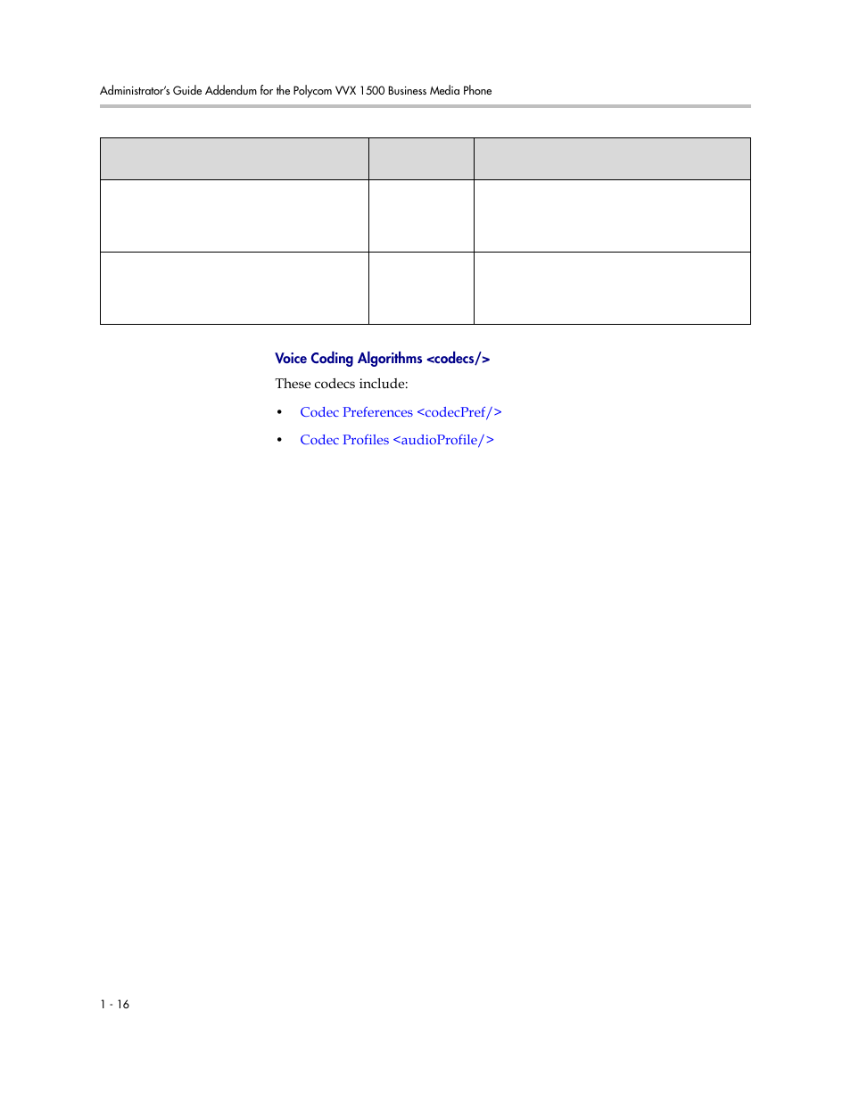 Voice coding algorithms <codecs | Polycom SoundPoint IP 601 User Manual | Page 363 / 373