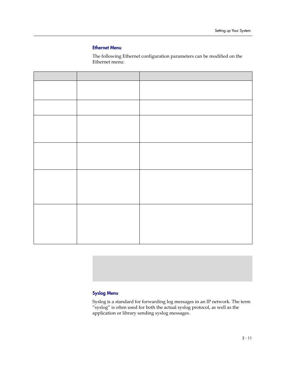 Ethernet menu, Syslog menu | Polycom SoundPoint IP 601 User Manual | Page 43 / 373